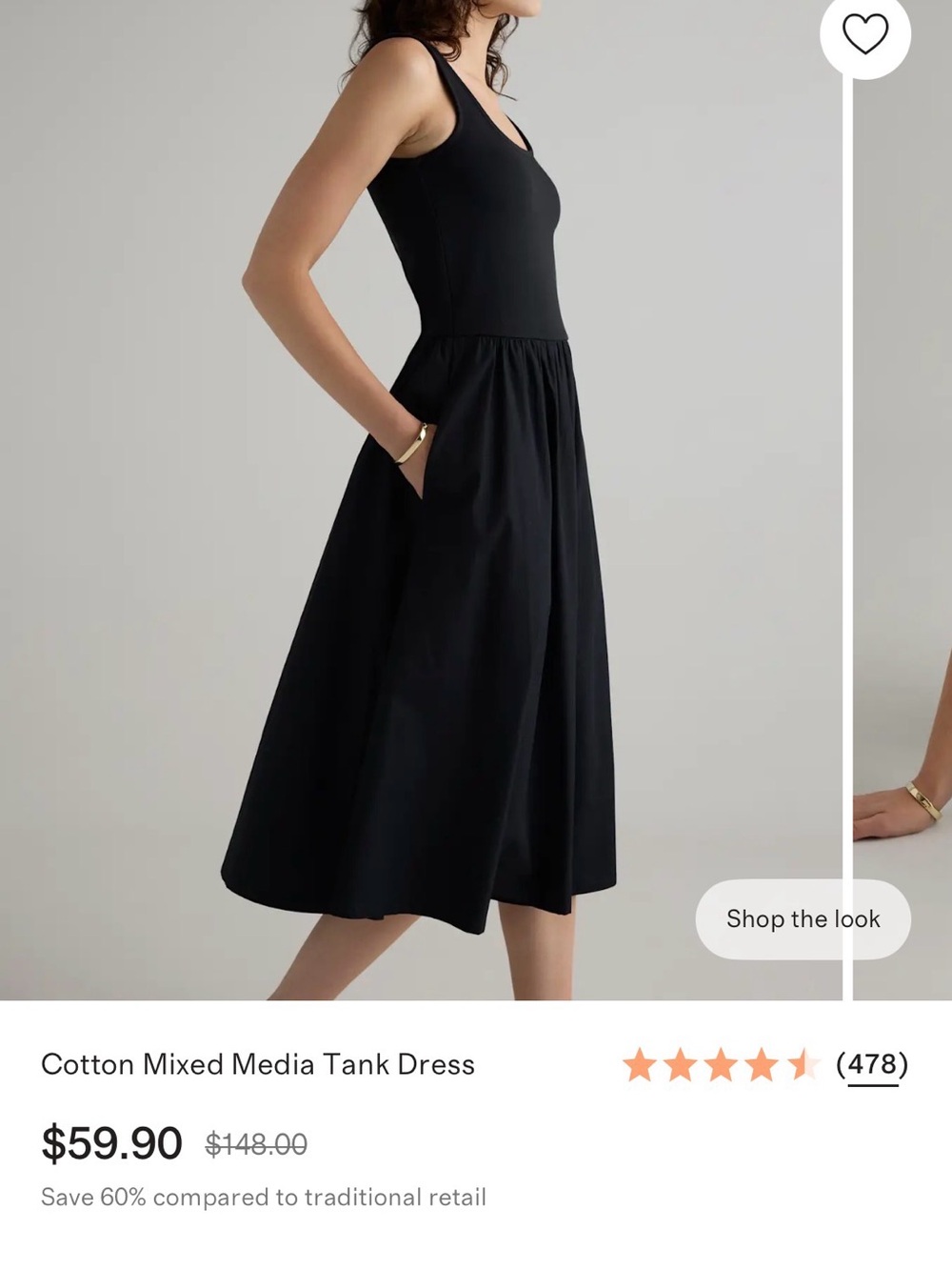 Quince Black Tank Midi Dress NWT - Picture 3 of 10